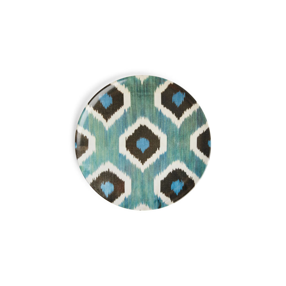 Πράσινο πορσελάνινο πιάτο με μοτίβο Ikat
