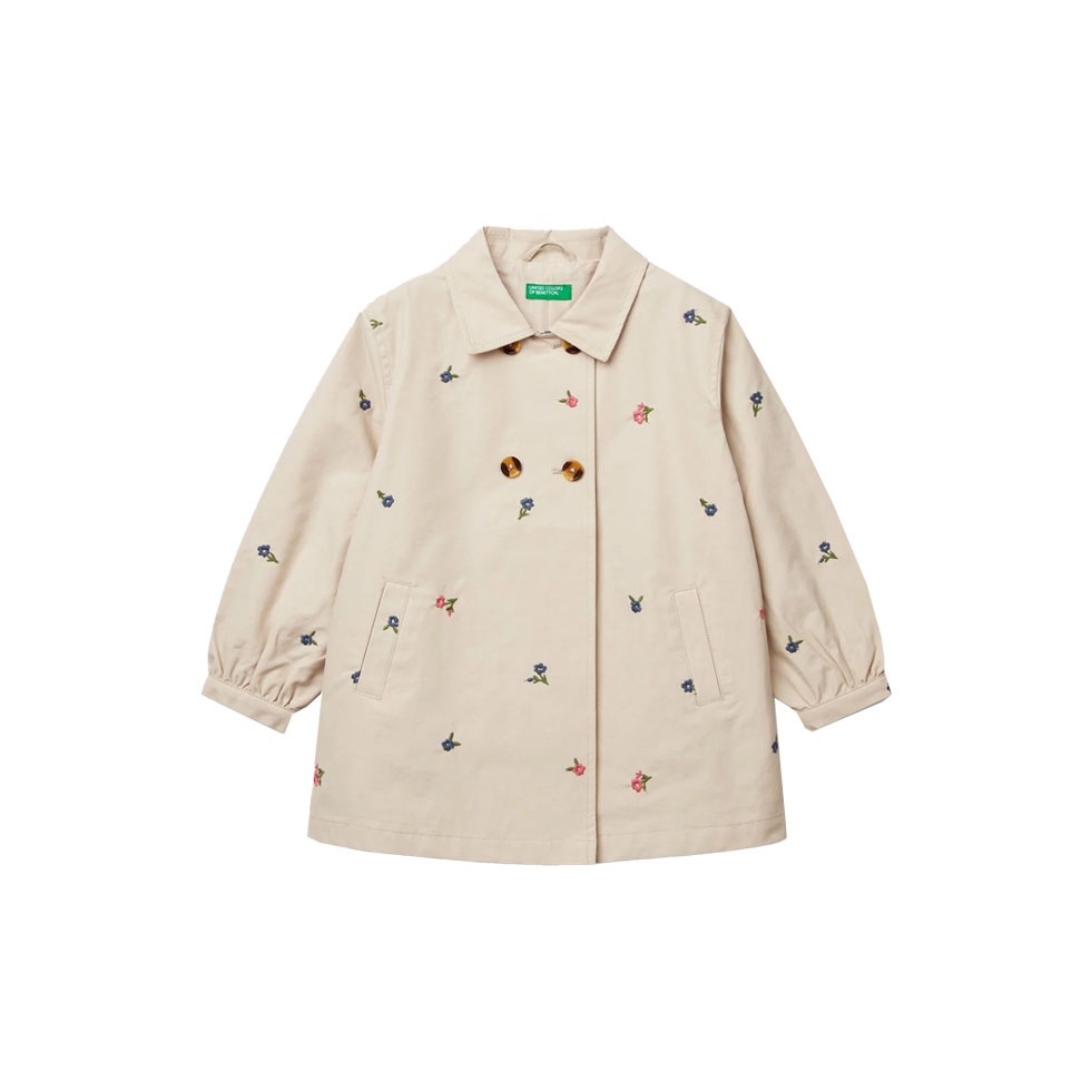 Μπεζ καπαρντίνα με floral μοτίβο