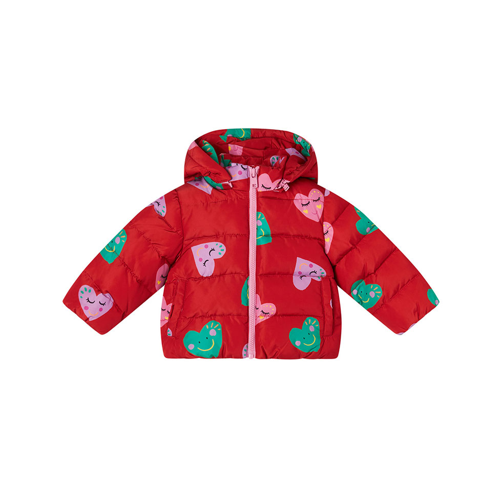 Κόκκινο puffer μπουφάν με μοτίβο Hearts, Stella McCartney Kids