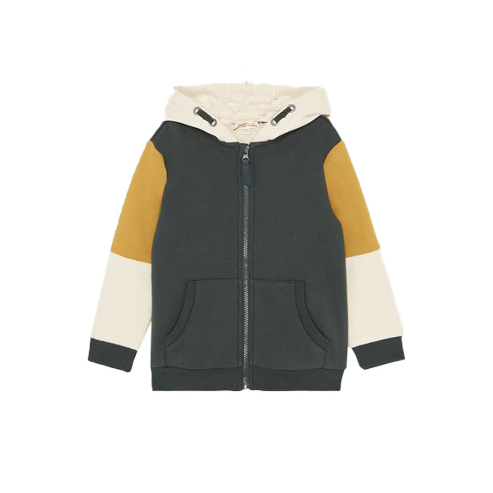 Τρίχρωμη ζακέτα με fleece επένδυση