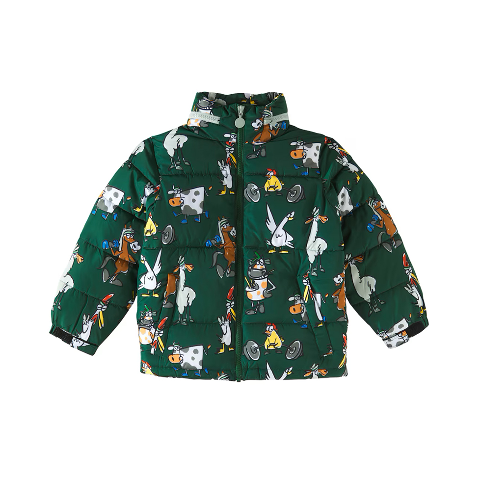 Πράσινο μπουφάν με prints ζώων, Stella McCartney