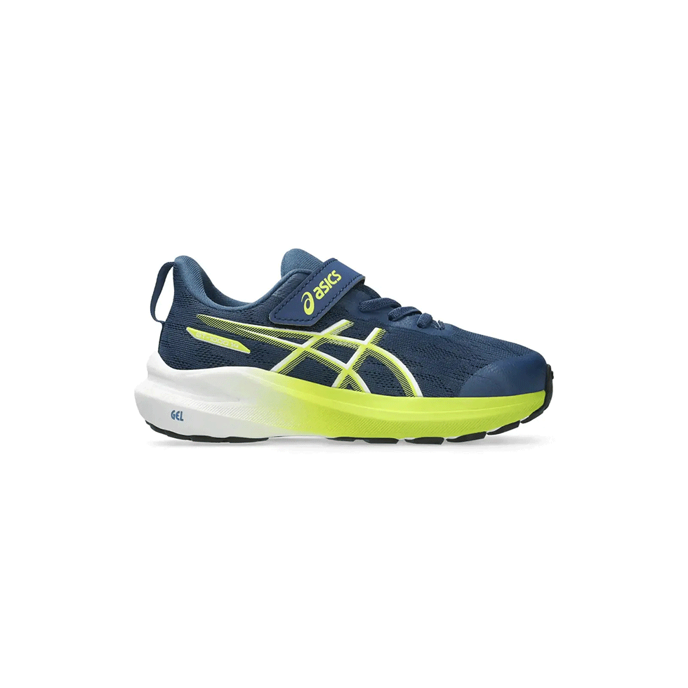 Blue and yellow kids' sneakers, Asics