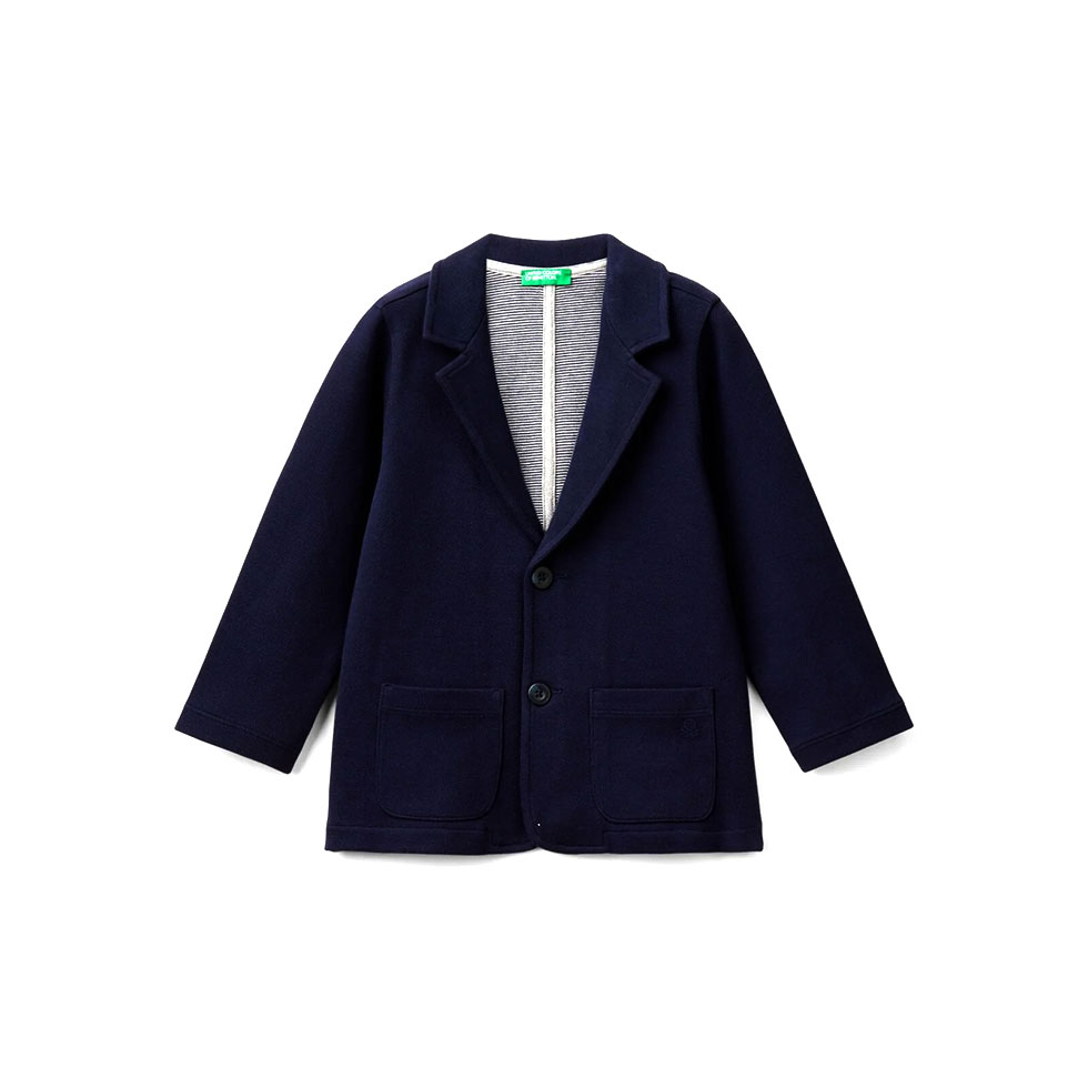 Μπλε βαμβακερό σακάκι με κουμπιά