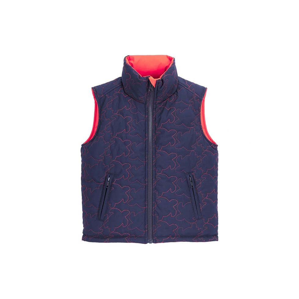 Μπλε αμάνικο μπουφάν με κεντημένο logo