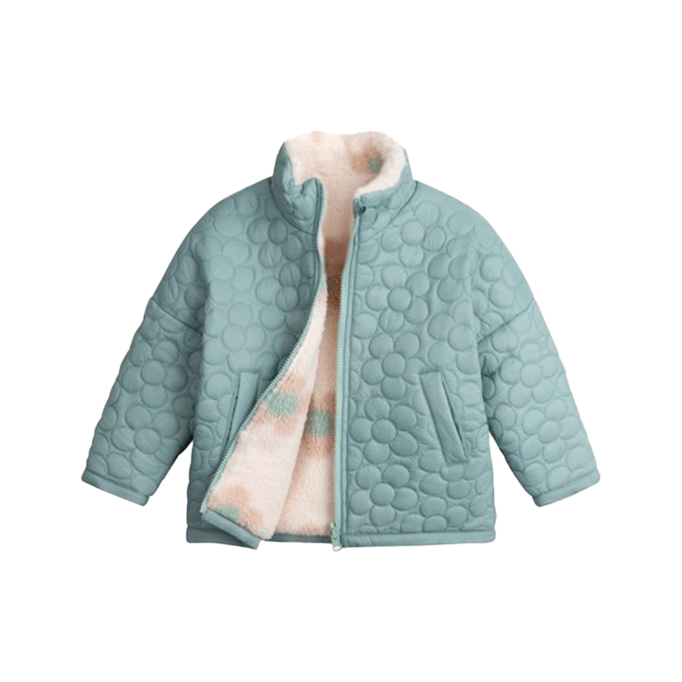 Γαλάζιο μπουφάν διπλής όψεως με γούνινη επένδυση