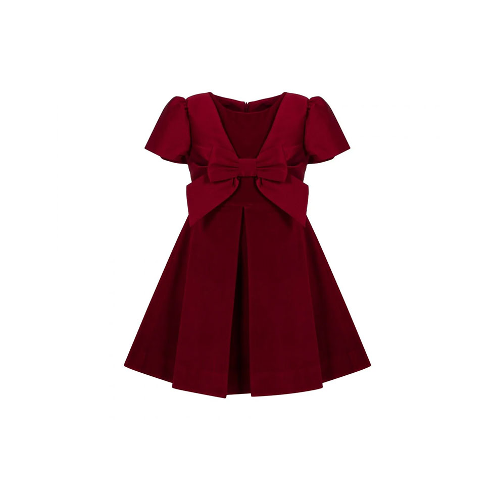 Κόκκινο βελούδινο φόρεμα με φιόγκο