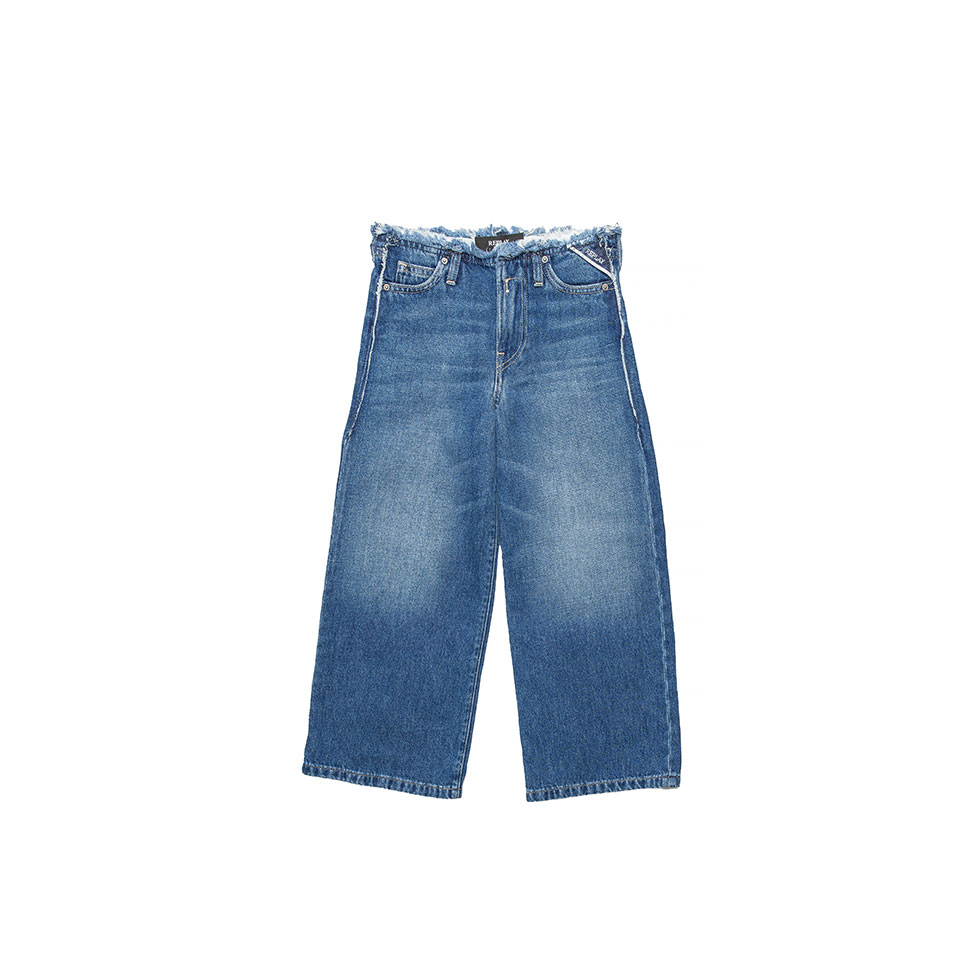 Σκούρο μπλε wide-leg jean με logo