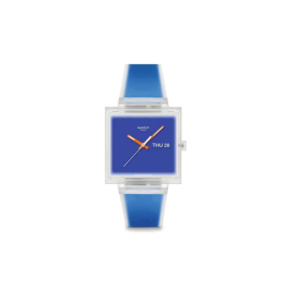 Blue rectangular watch