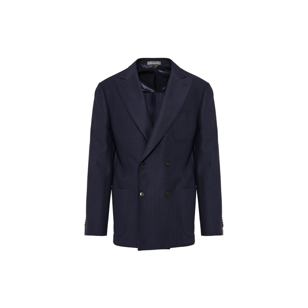 Σκούρο μπλε μάλλινο σακάκι με διπλή σειρά κουμπιών, Corneliani