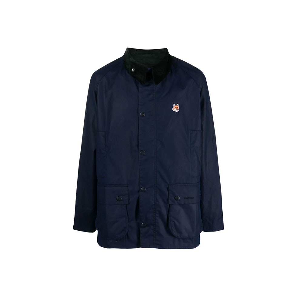 Μπλε κερωμένο μπουφάν Barbour x Maison Kitsuné 