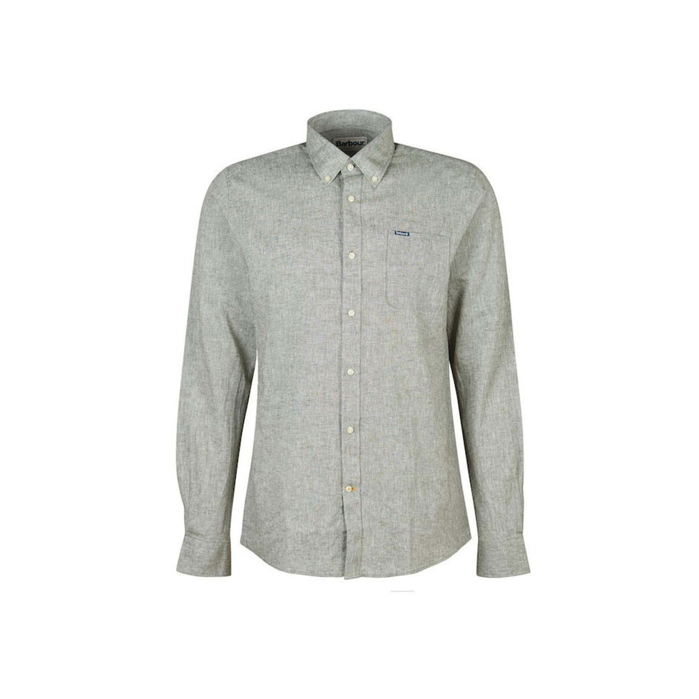 Χακί λινό πουκάμισο με logo 