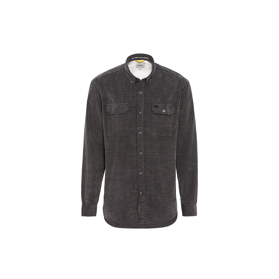 Γκρι κοτλέ πουκάμισο με κεντημένο logo