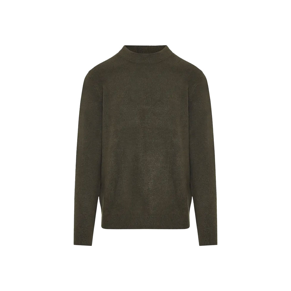 Olive green sweater with round neck