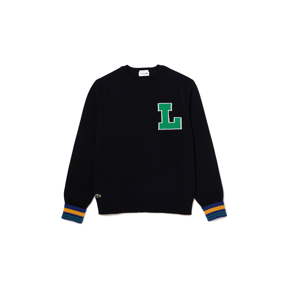 Μπλε πουλόβερ με πράσινο logo