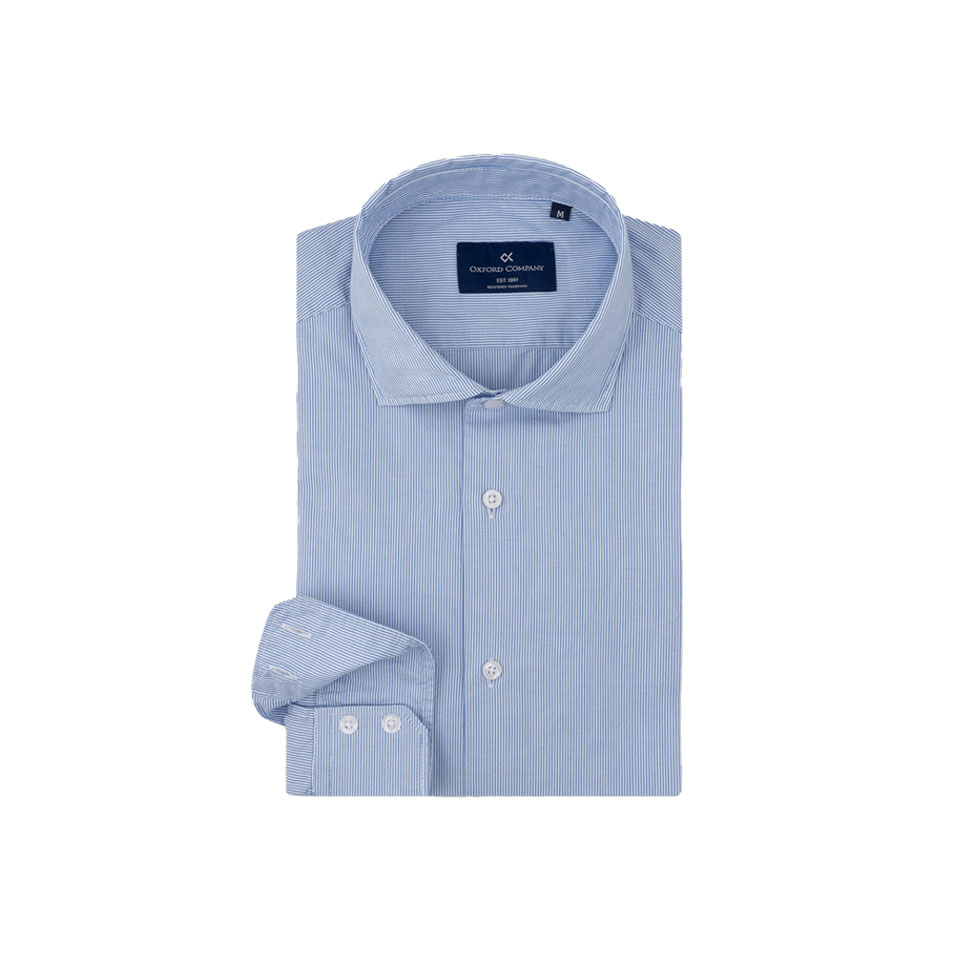 Γαλάζιο ριγέ πουκάμισο Sport Slim Fit Romeo