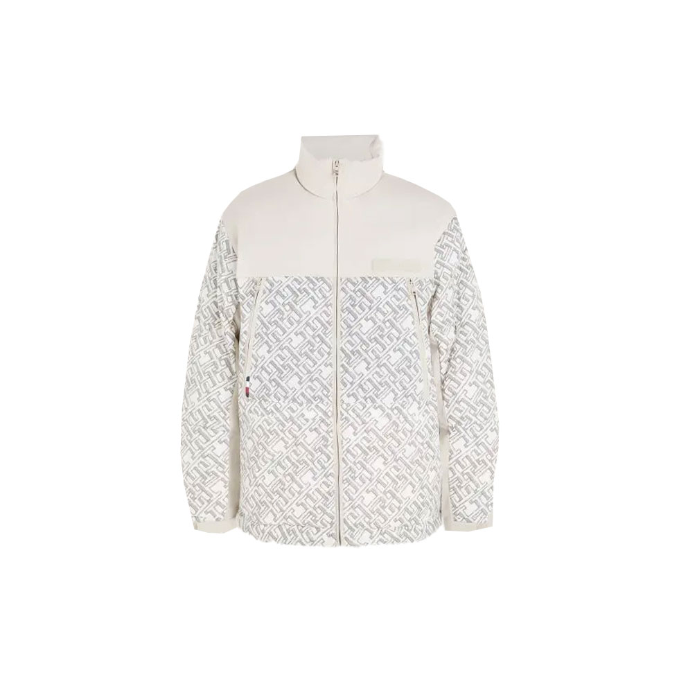 Εκρού φουσκωτό μπουφάν με μοτίβο New York 