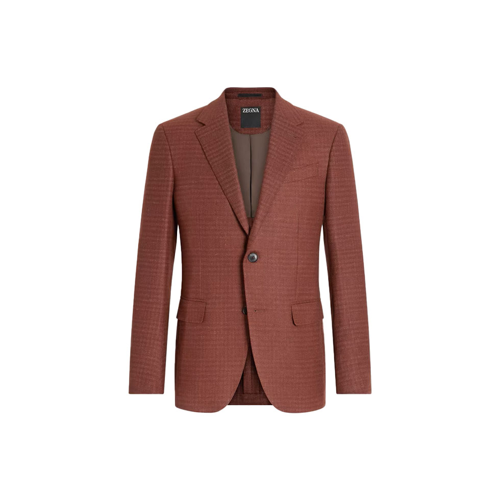 Σκούρο κόκκινο σακάκι από μαλλί και λινό