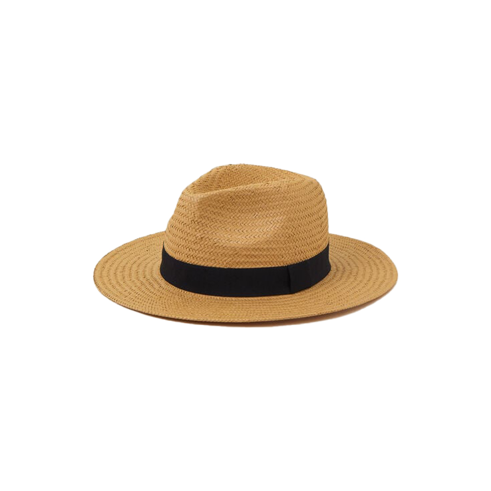 Beige straw hat with black detail