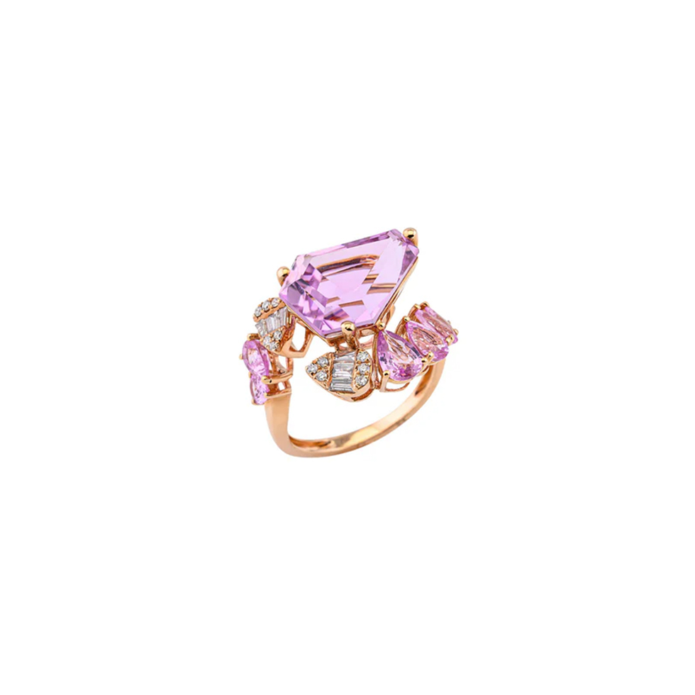 Χρυσό δαχτυλίδι 18K με διαμάντια Pink Brain 