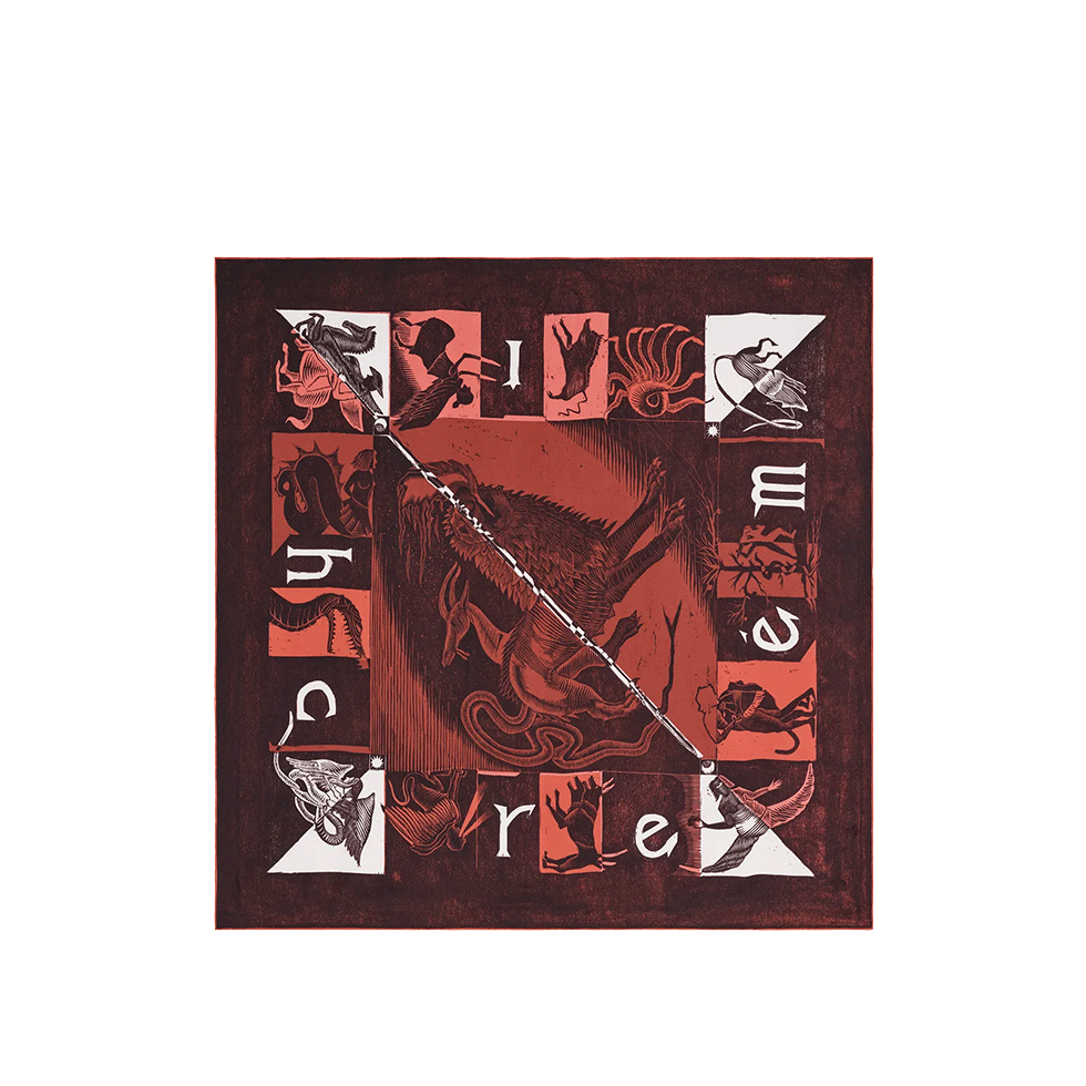 Μπορντώ εμπριμέ μεταξωτό μαντήλι, Zeus + Dione