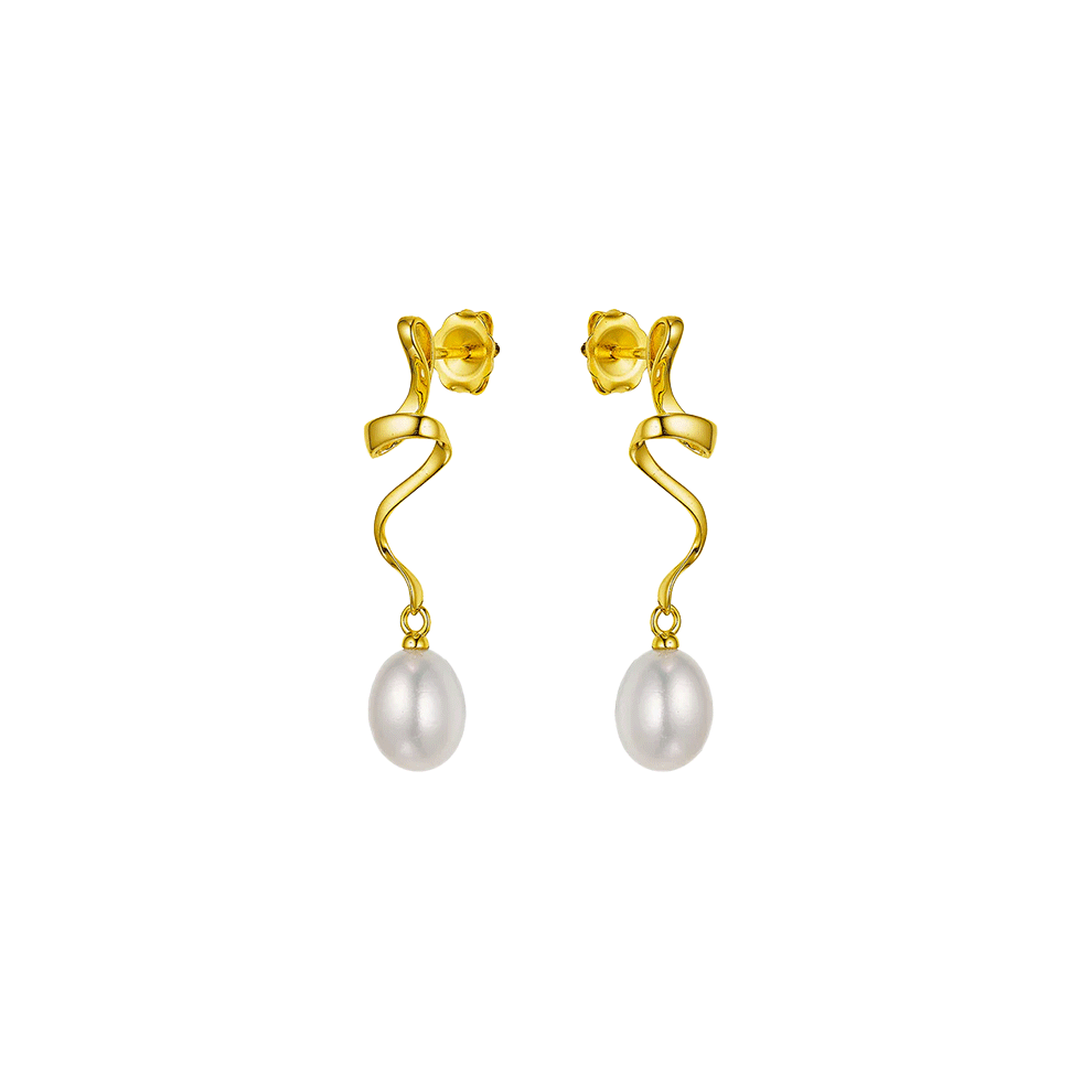 Gold plated silver earrings with freshwater pearls