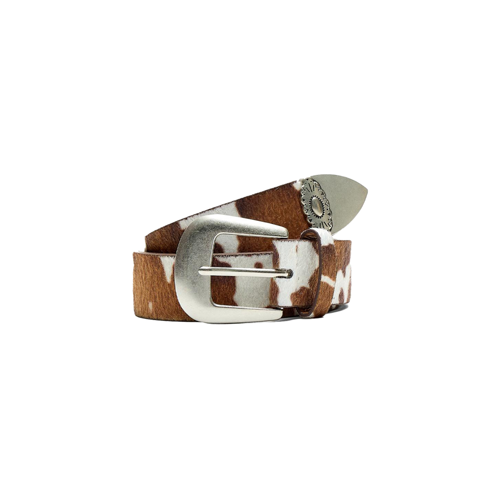 Brown belt with animal print pattern