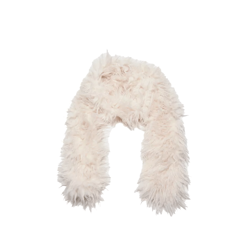 Λευκό κασκόλ από συνθετική γούνα