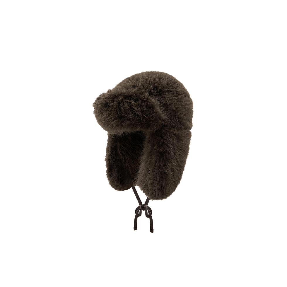 Γκρι γούνινος σκούφος aviator 