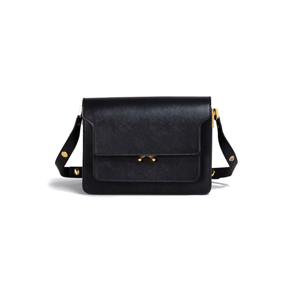 Μαύρη δερμάτινη τσάντα ώμου, Marni