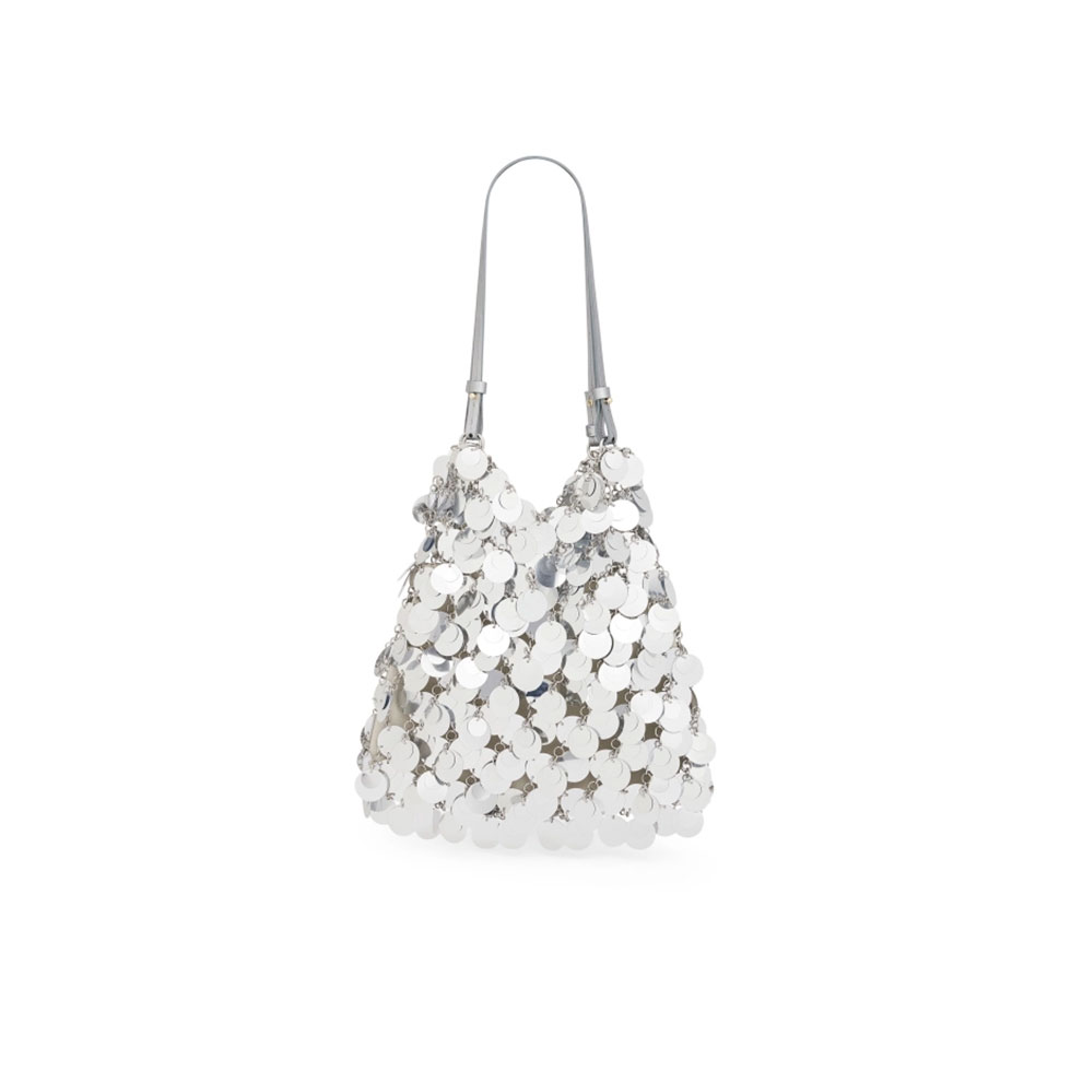 Ασημί τσάντα Sparkling Discs, Rabanne 