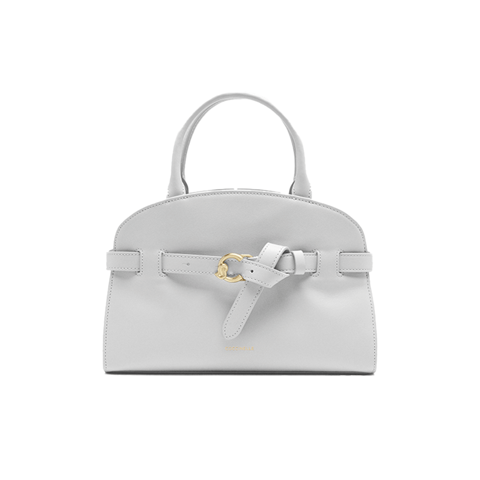 Γκρι δερμάτινη τσάντα Sabine με χρυσή λεπτομέρεια 