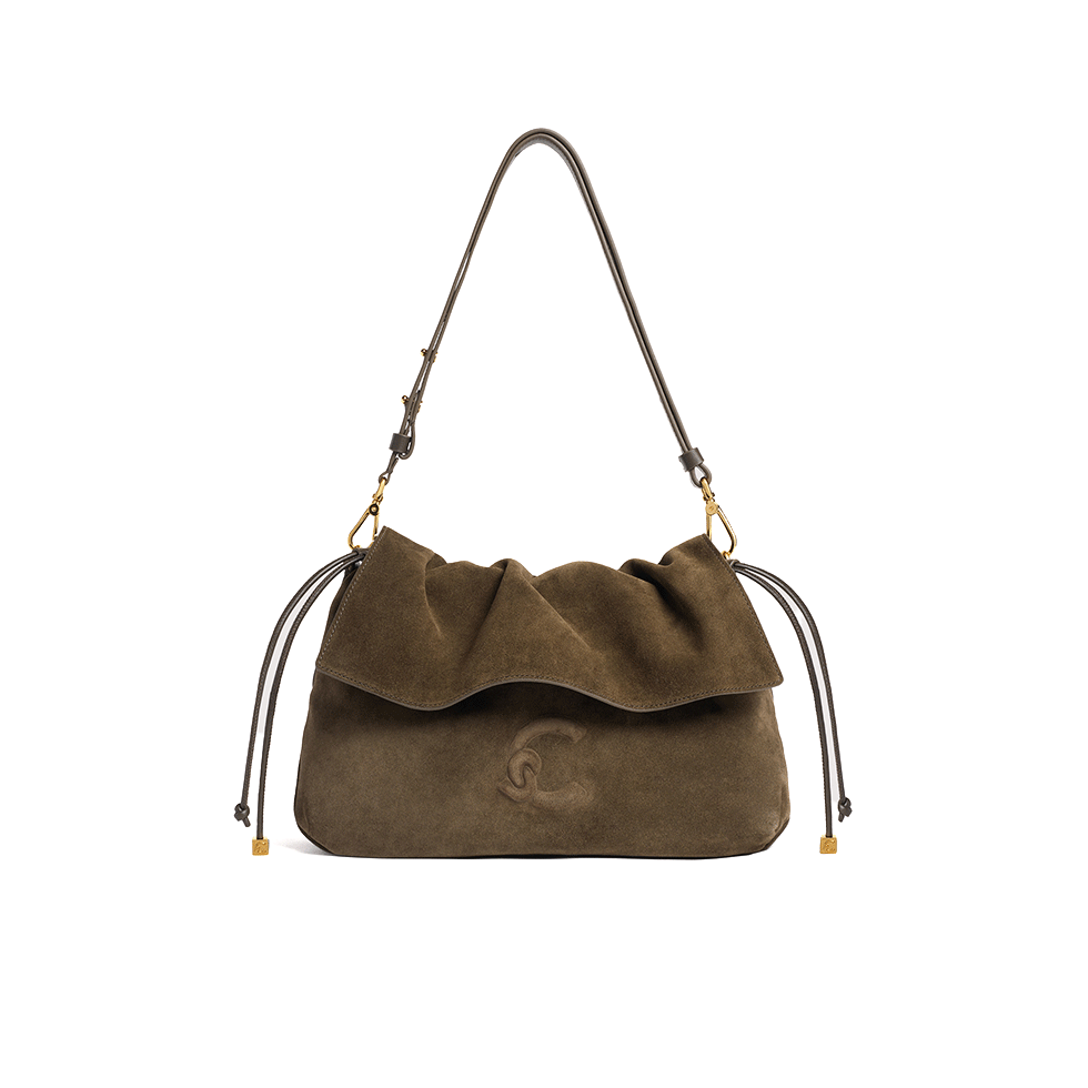 Olive green suede bag