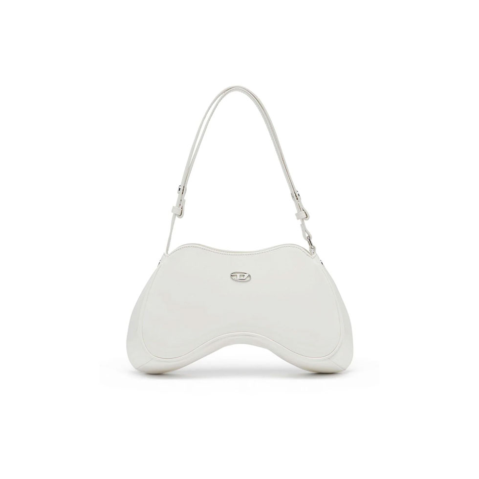 Λευκή δερμάτινη τσάντα με logo Play