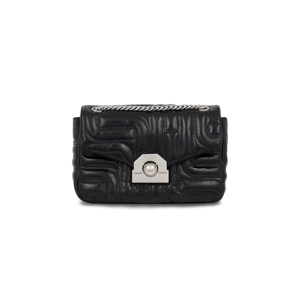 Μαύρη δερμάτινη τσάντα Midi-Minuit