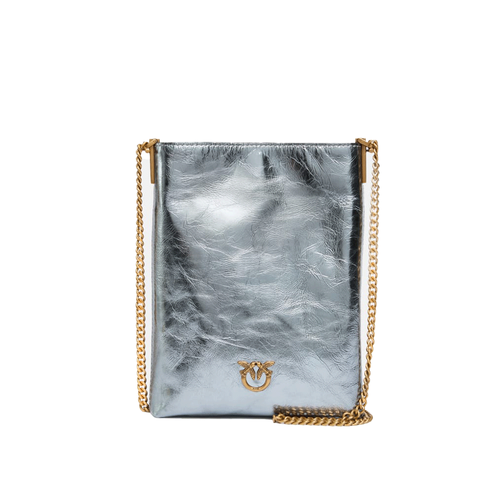 Ασημί δερμάτινη bucket τσάντα