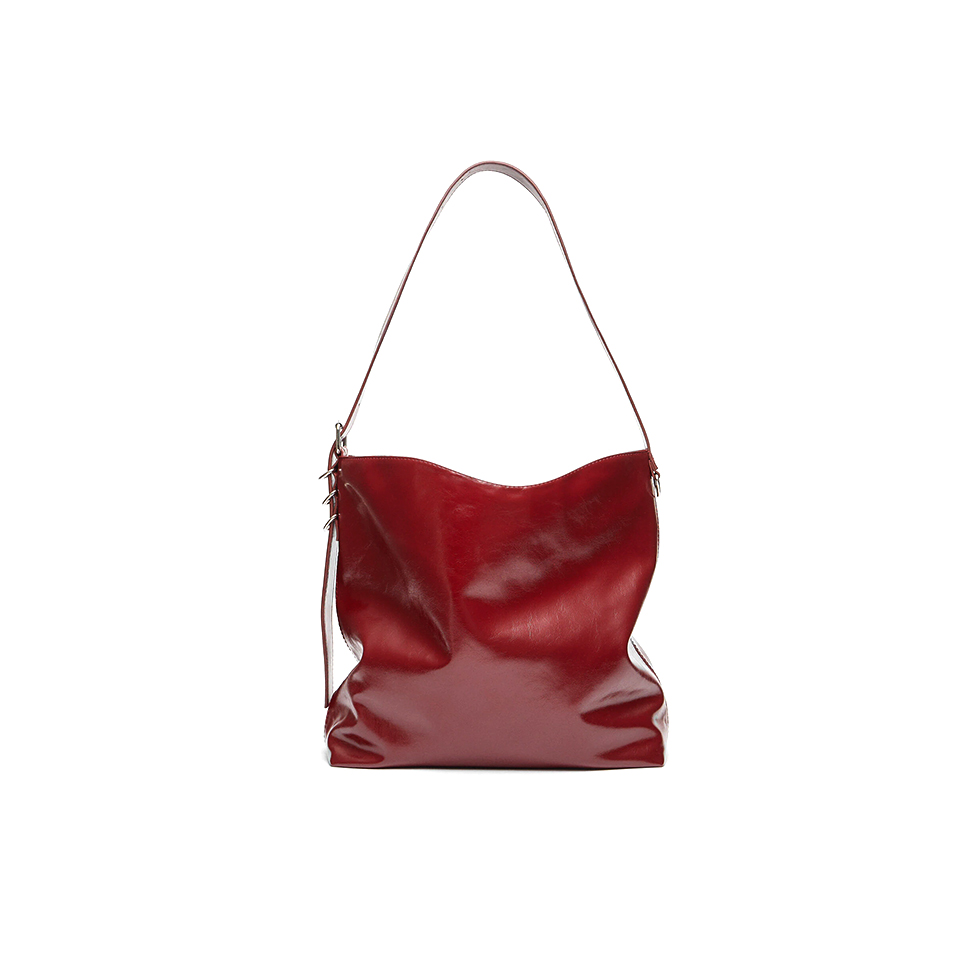 Μπορντό τσάντα bucket με όψη δέρματος 