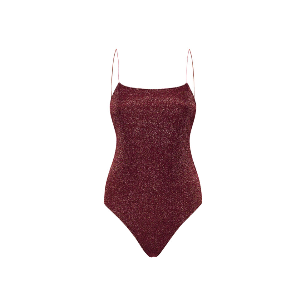 Καφέ ολόσωμο μαγιό με μεταλλιζέ ύφανση, Oséree