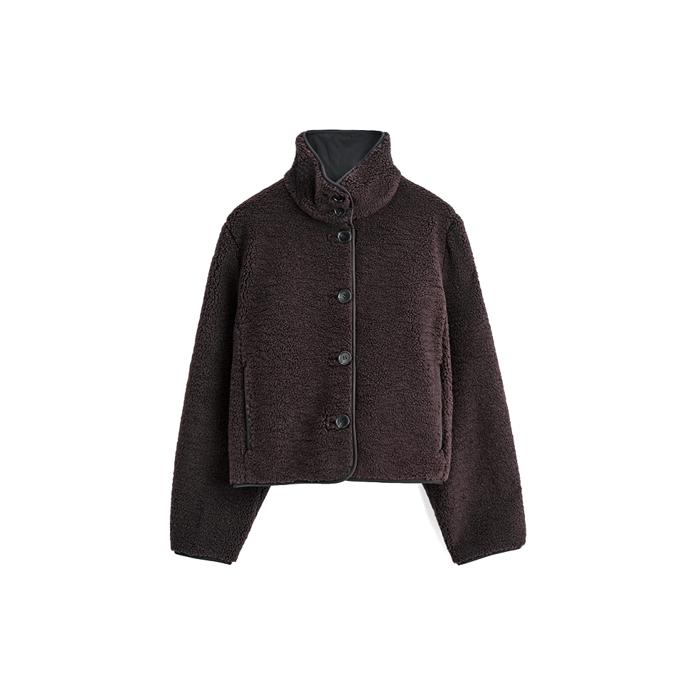 Καφέ funnel-neck teddy jacket 