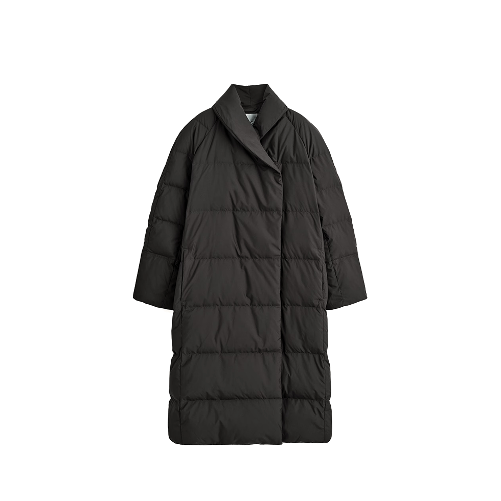 Σκούρο καφέ καπιτονέ μπουφάν με γιακά 