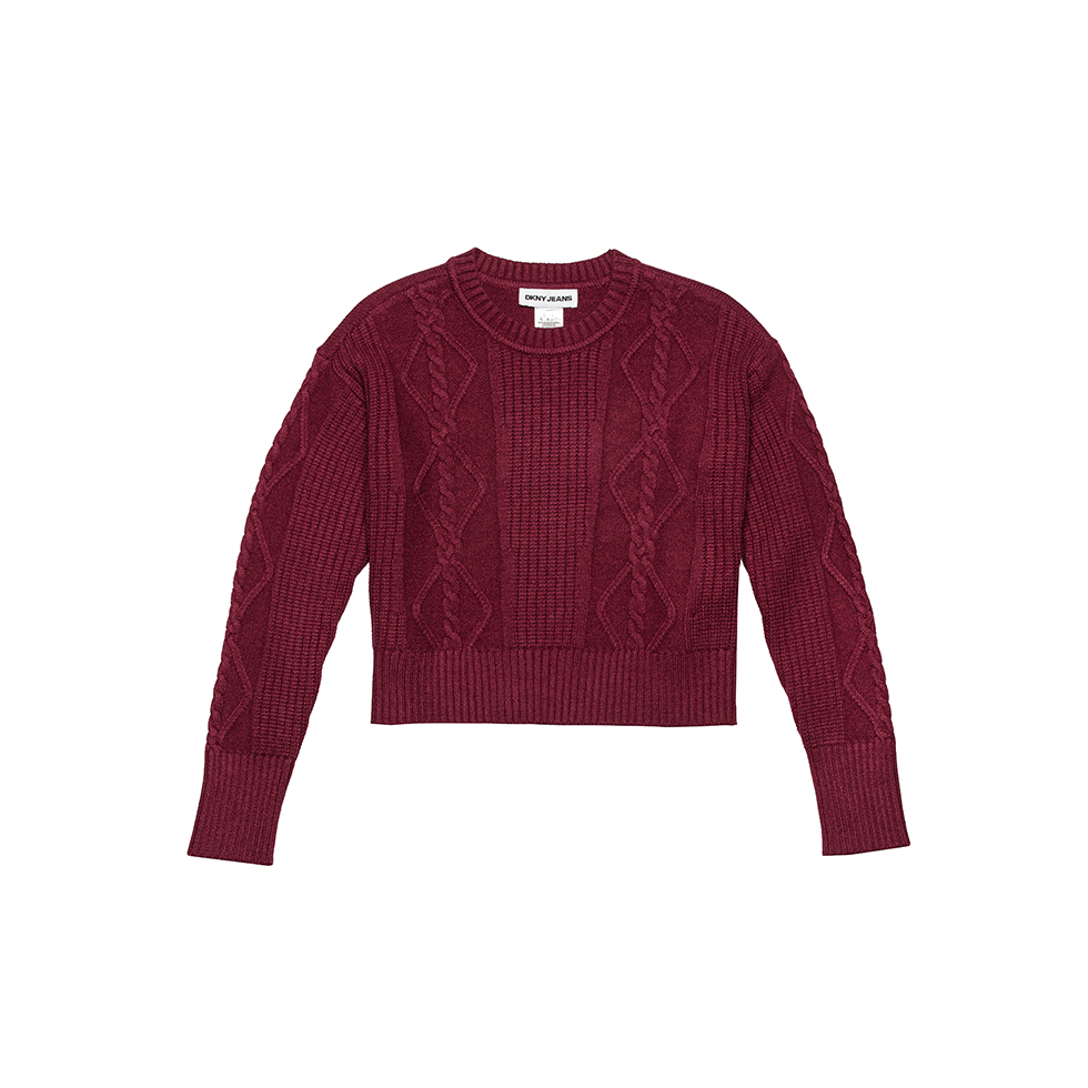 Μπορντό cropped πουλόβερ 