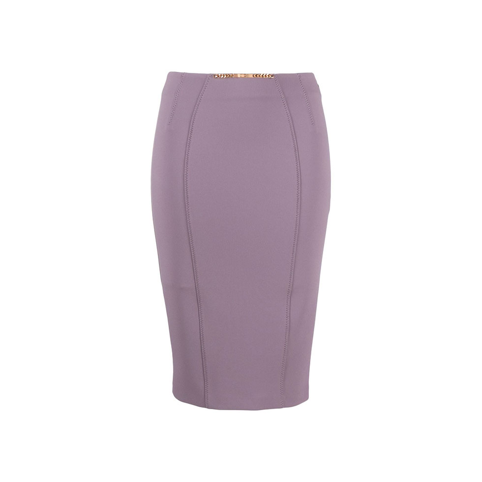 Μοβ pencil φούστα με χρυσή λεπτομέρεια, Elisabetta Franchi