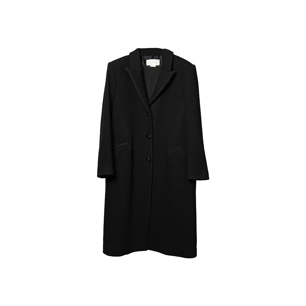 Μαύρο μάλλλινο παλτό με oversized fit, Genny 