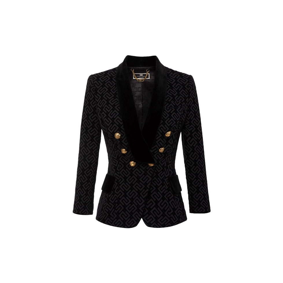 Μαύρο σακάκι με ανάγλυφο μοτίβο, Elisabetta Franchi
