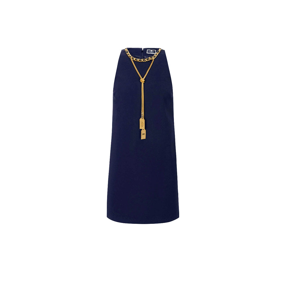 Σκούρο μπλε mini φόρεμα με κολιέ, Elisabetta Franchi