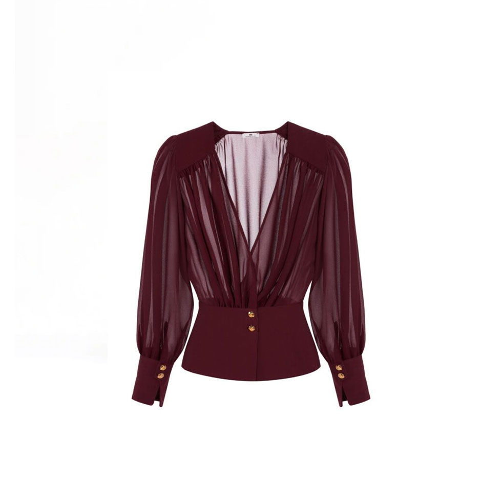 Burgundy blouse with transparency, Elisabetta Franchi