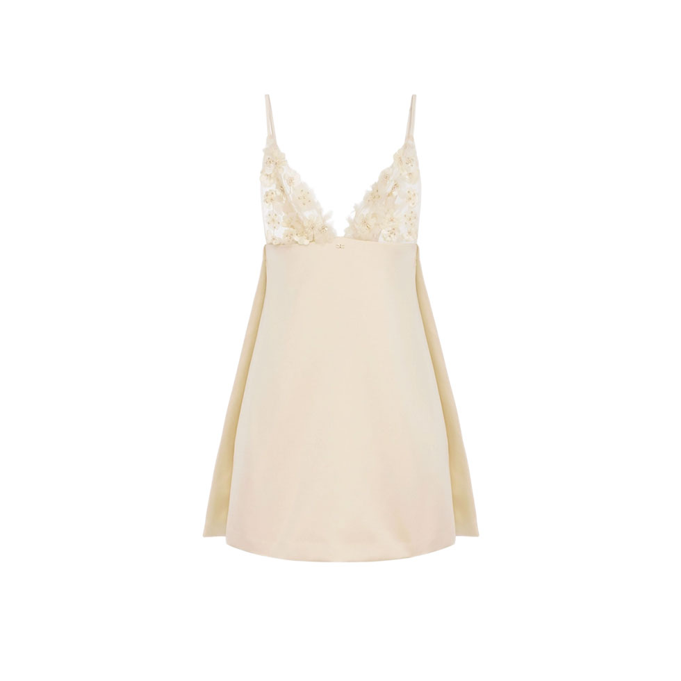 Κίτρινο mini φόρεμα με 3D λουλούδια, Elisabetta Franchi 