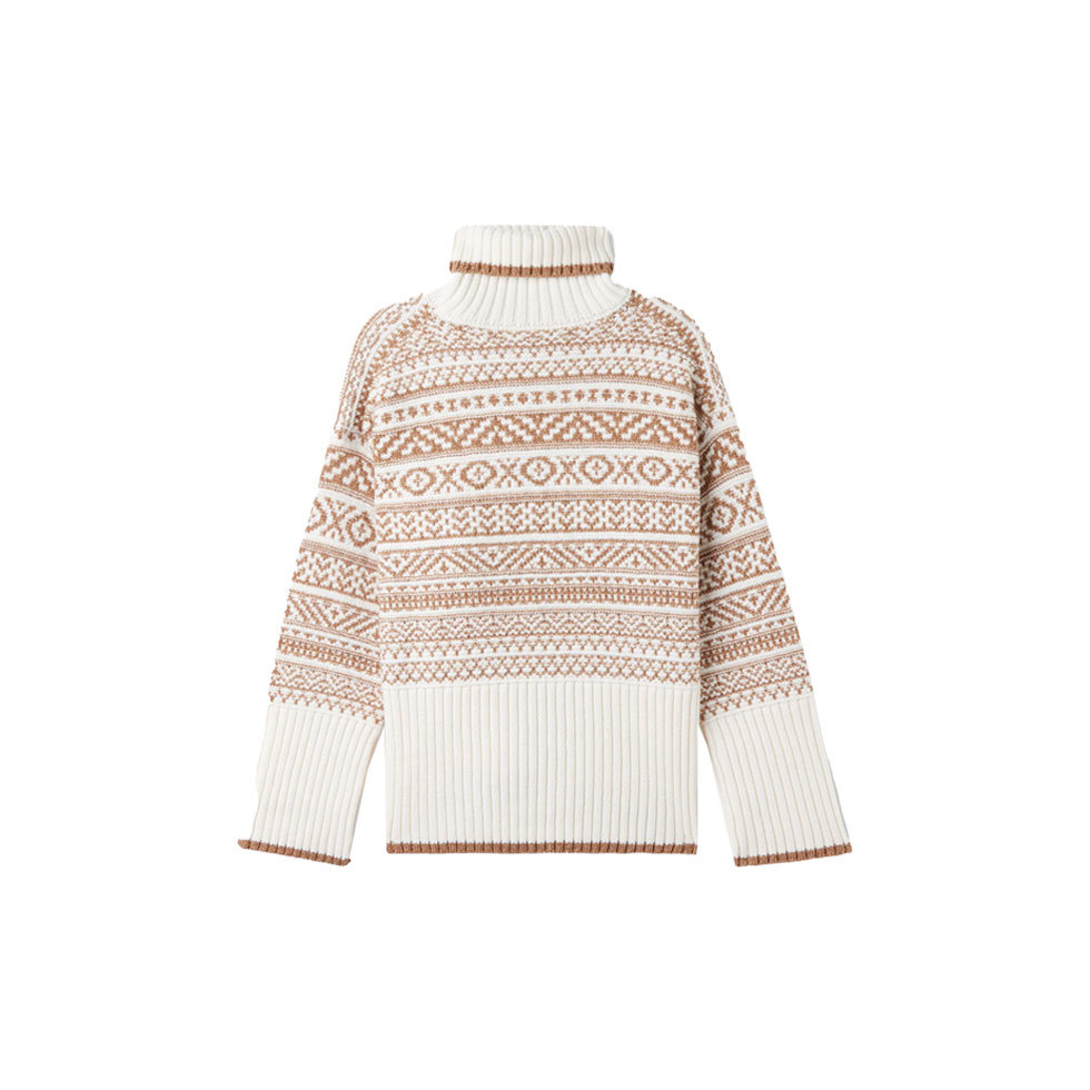 Εκρού πουλόβερ με μοτίβο από χρυσοκλωστή 