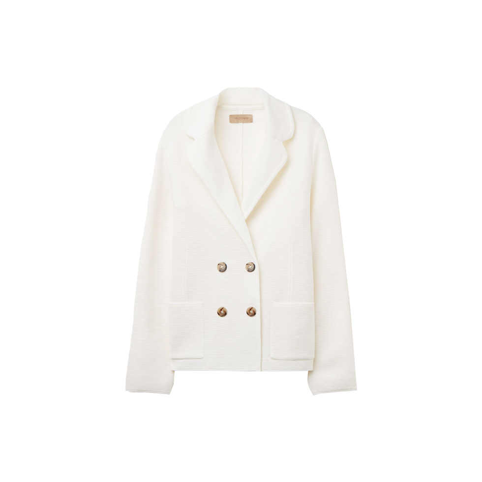 Λευκό μάλλινο σακάκι με πλέξη Links