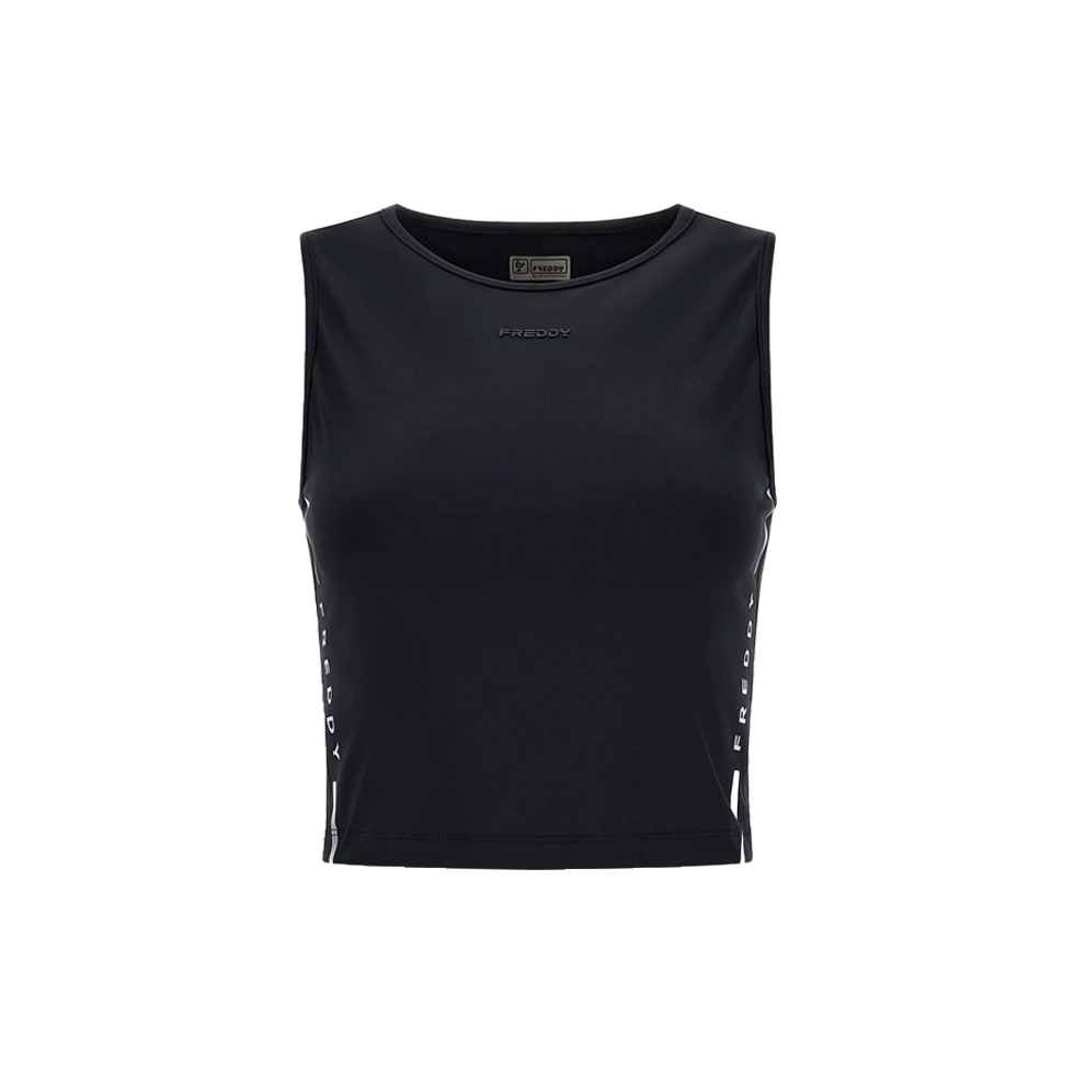 Μαύρο εφαρμοστό top με logo