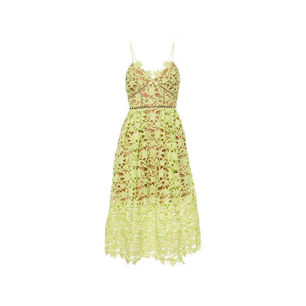 Πράσινο midi φόρεμα με δαντέλα, Self-Portrait